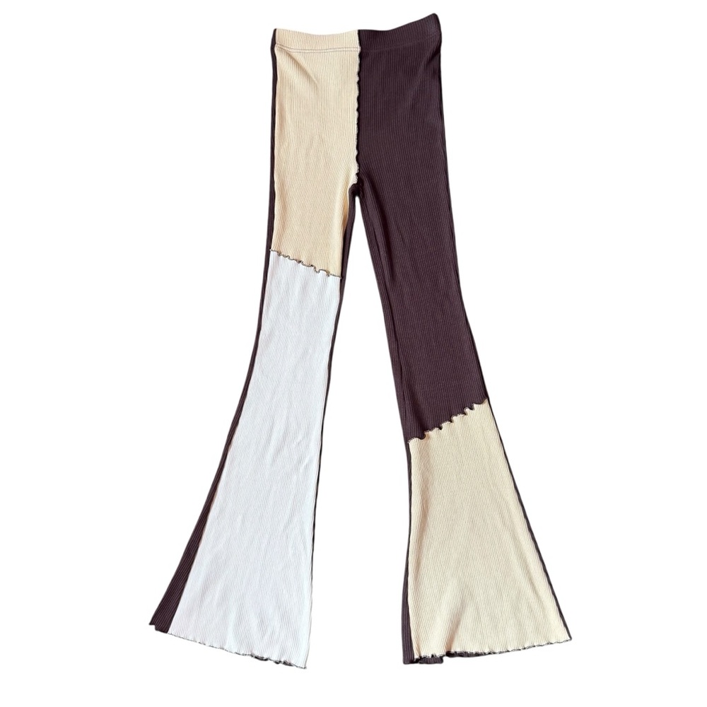 Nordstrom Kids Patchwork Flare Leggings - Brown, Cream, White